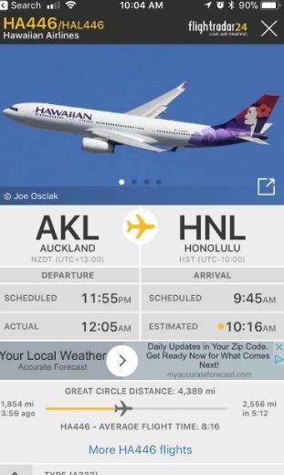 Chuyến bay của Hawaiian Airlines đưa hành khách ‘XUYÊN KHÔNG’ từ năm 2018 về 2017