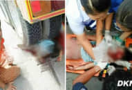 Đâm thẳng xe tải đỗ giữa đường, ông bố bất lực quỳ gối nhìn con khóc ré ‘Cứu con với!’