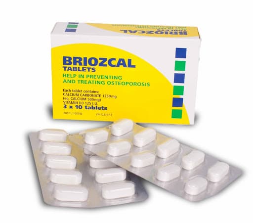 Briozcal: calcium carbonate, vitamin d3, bổ sung calci để tăng cường xương, mô