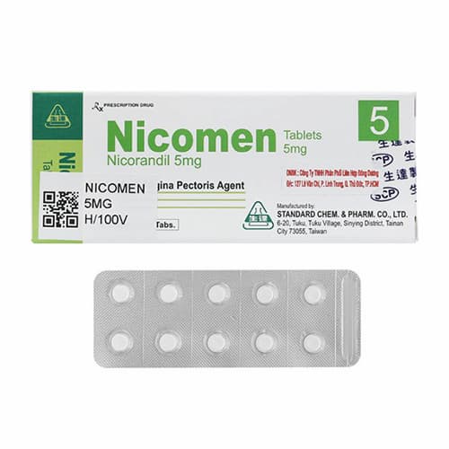 Nicomen 5mg, thuốc Nicorandil điều trị cơn đau thắt ngực