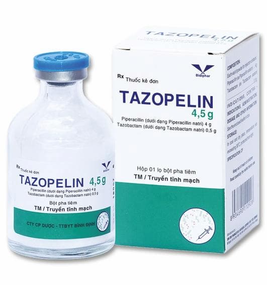 Tazopelin 4,5g: thuốc kháng sinh piperacillin, tazobactam kháng sinh phổ rộng chữa nhiễm khuẩn nặng