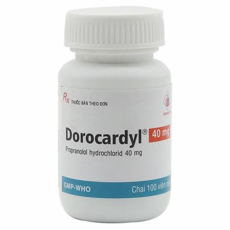 Dorocardyl 40mg, Propranolol hydrochlorid, thuốc chữa tăng huyết áp, đau thắt ngực