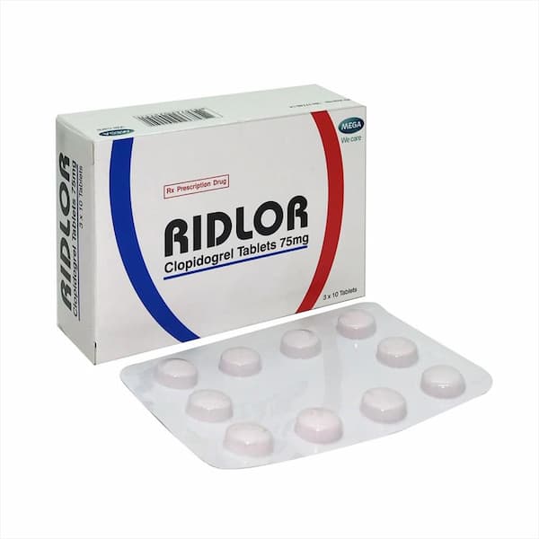 Ridlor, 75mg Clopidogrel thuốc điều trị dự phòng nghẽn mạch, nhồi máu, đột quỵ